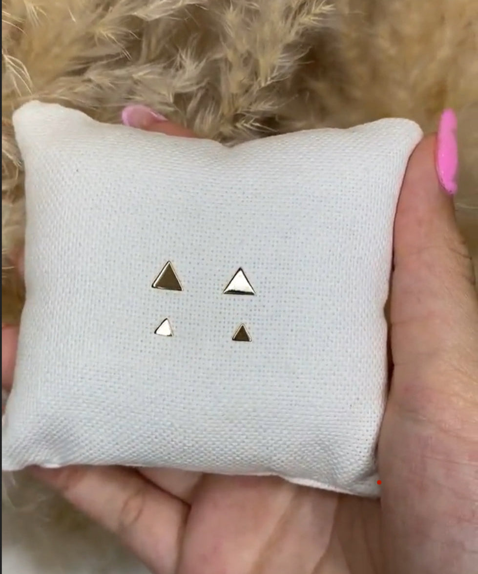 14K Gold Triangle Stud Earrings | Tiny & Small Minimalist Studs